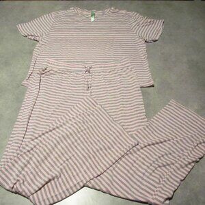 Honeydew Pajama Set Womens Small Striped Pattern 2 Piece pink gray